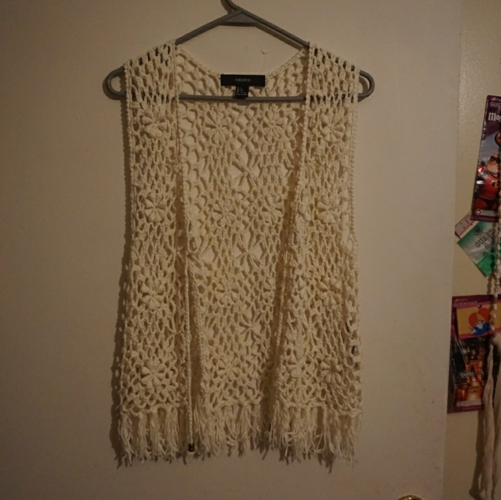 Crocheted fringe vest
